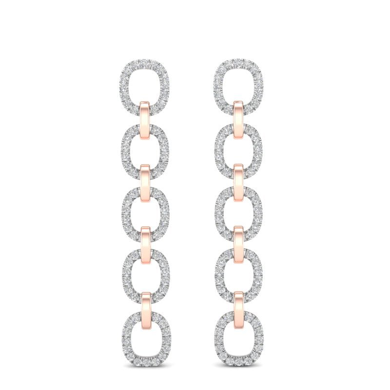 14k Two-toned Gold Chain-link Diamond Earrings Earring ABE-103.2C2-D  - Abtin & Co.