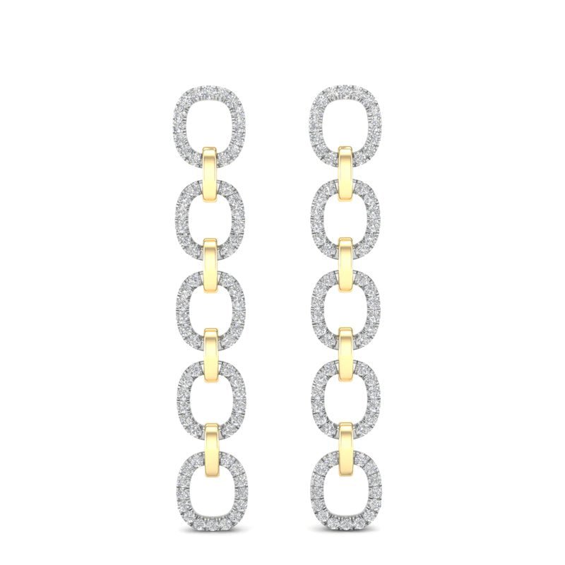 14k Two-toned Gold Chain-link Diamond Earrings Earring ABE-103.2C1-D  - Abtin & Co.