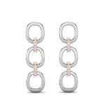 14k Two-toned Gold Chain-link Diamond Earrings Earring ABE-102.1C2-D  - Abtin & Co.