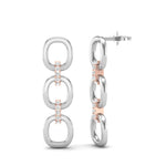 14k Two-toned Gold Chain-link Diamond Earrings Earring ABE-102.1C2-D  - Abtin & Co.