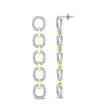 14k Two-toned Gold Chain-link Diamond Earrings Earring ABE-103.2C1-D  - Abtin & Co.