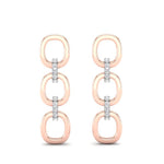 14k Two-toned Gold Chain-link Diamond Earrings Earring ABE-102.1C6-D-2  - Abtin & Co.