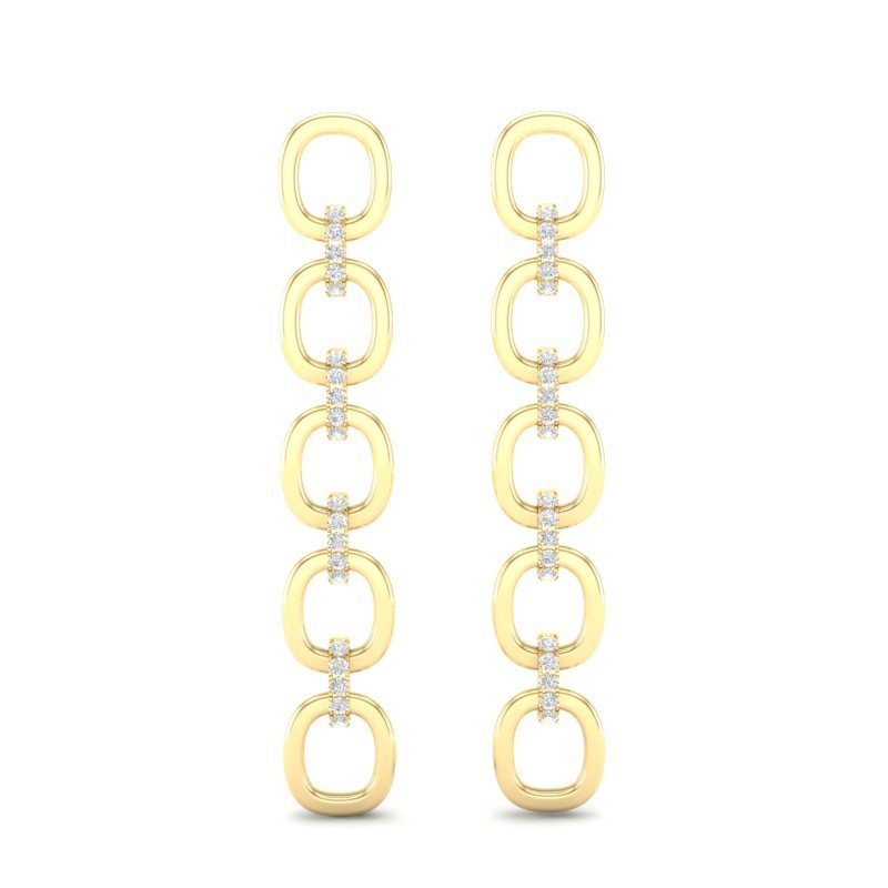14k Two-toned Gold Chain-link Diamond Earrings Earring ABE-103.1Y-D  - Abtin & Co.