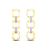 14k Two-toned Gold Diamond Chain-Link Drop Earrings Earring ABE-102.1C4-D  - Abtin & Co.