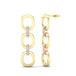 14k Two-toned Gold Diamond Chain-Link Drop Earrings Earring ABE-102.1C4-D  - Abtin & Co.