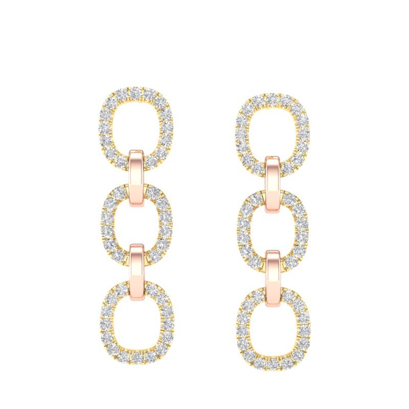 14k Two-toned Gold Diamond Chain-Link Drop Earrings Earring ABE-102.2C4-D  - Abtin & Co.