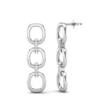 14k White Gold Chain-link Diamond Drop Earrings Earring ABE-102.1W-D  - Abtin & Co.