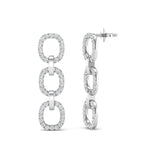 14k White Gold Chain-link Diamond Drop Earrings Earring ABE-102.2W-D  - Abtin & Co.