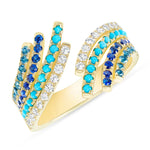 14K White Gold Multi-color Bypass Fashion Ring Ring ABB-282-MCD  - Abtin & Co.