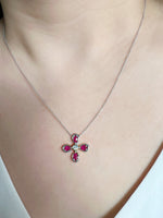 14K White Gold Ruby & Diamond Flower Pendant Pendant ABP-167-RUF  - Abtin & Co.