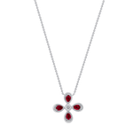 14K White Gold Ruby & Diamond Flower Pendant Pendant ABP-167-RUF  - Abtin & Co.