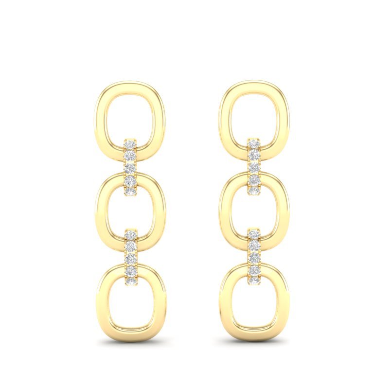 14k Yellow Gold Chain-link Diamond Earrings Earring ABE-102.1Y-D  - Abtin & Co.