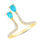 14K Yellow Gold Diamond and Turquoise Double Bar Ring Ring ABB-307V1Y-TQD  - Abtin & Co.