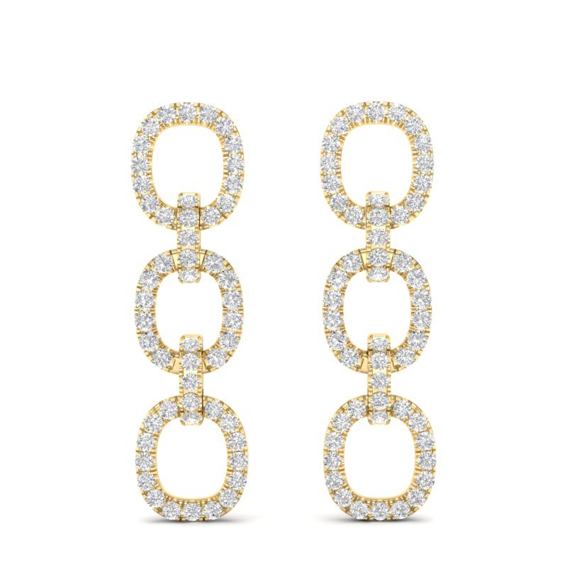 14k Yellow Gold Diamond Chain-Link Drop Earrings Earring ABE-102.3Y-D  - Abtin & Co.