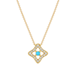 14K Yellow Gold Diamond & Turquoise Pendant Pendant ABP-118Y-TQD  - Abtin & Co.