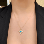 14K Yellow Gold Diamond & Turquoise Pendant Pendant ABP-136Y-TQD  - Abtin & Co.