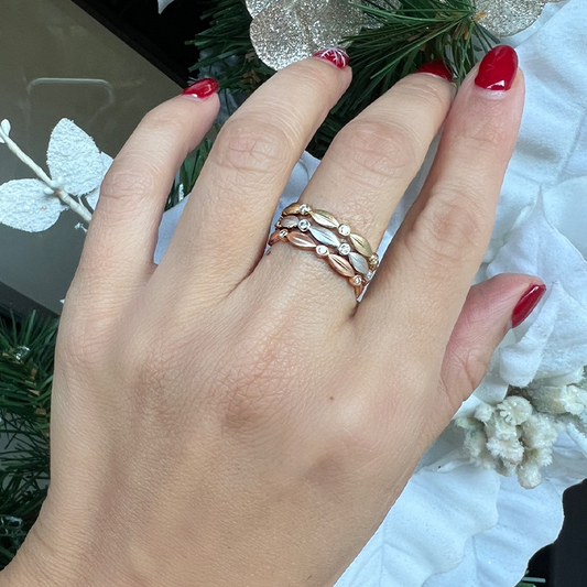 14k Gold Marquise Shape Bezel Diamond Wedding Band Stacking Ring - Abtin & Company 