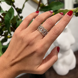 14k Gold Diamond Vintage Deco Stackable Ring Wedding Band - Abtin & Company 