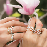 14k Gold Diamond Twisted Stackable Ring Wedding Band - Abtin & Company 