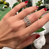 14k Gold floating Diamond Stackable Band - Abtin & Company 