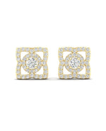 14KGold Diamond Lotus Stud Style Earrings Earring   - Abtin & Co.