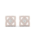 14KGold Diamond Lotus Stud Style Earrings Earring   - Abtin & Co.