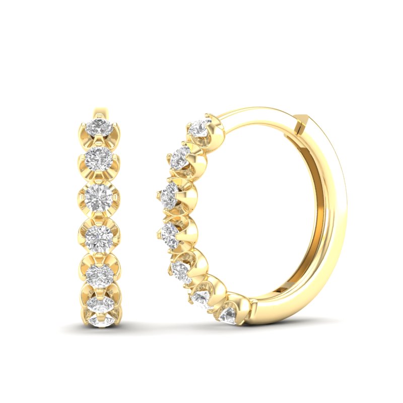 14k Gold Diamond Huggie Earrings - Abtin & Company 