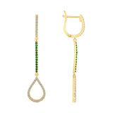 14K Gold Diamond & Emerald Teardrop Dangle Earring - Abtin & Company 