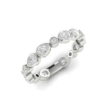 14K Gold Pear-shaped & Round Diamond Bezel Stackable Wedding Band - Abtin & Company 