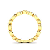 14K Gold Pear-shaped & Round Diamond Bezel Stackable Wedding Band - Abtin & Company 