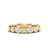 14K Gold Pear-shaped & Round Diamond Bezel Stackable Wedding Band - Abtin & Company 
