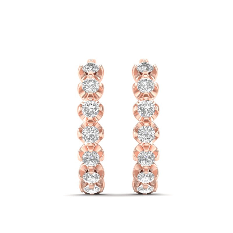 14k Gold Diamond Huggie Earrings - Abtin & Company 
