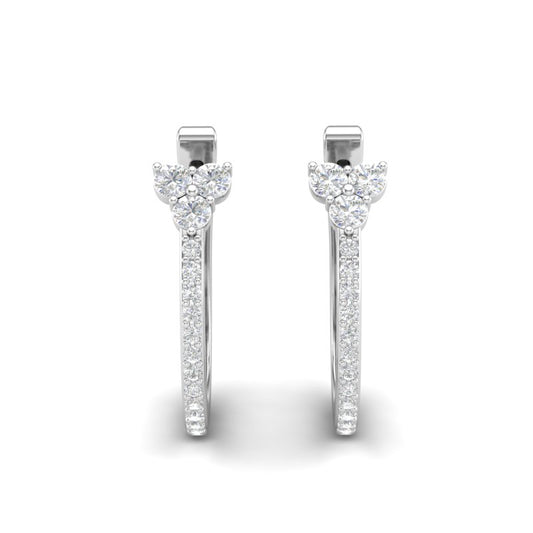 14K Gold Flower Diamond Huggie Earrings - Abtin & Company 