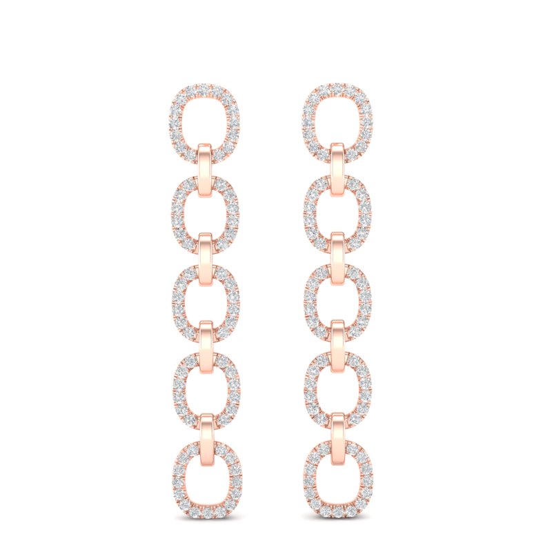 14k Gold Chain-link Diamond Drop Earrings - Abtin & Company 