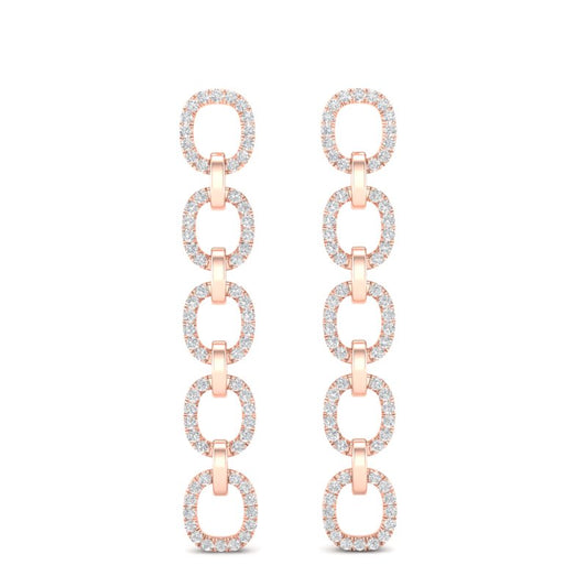 14k Gold Chain-link Diamond Drop Earrings - Abtin & Company 