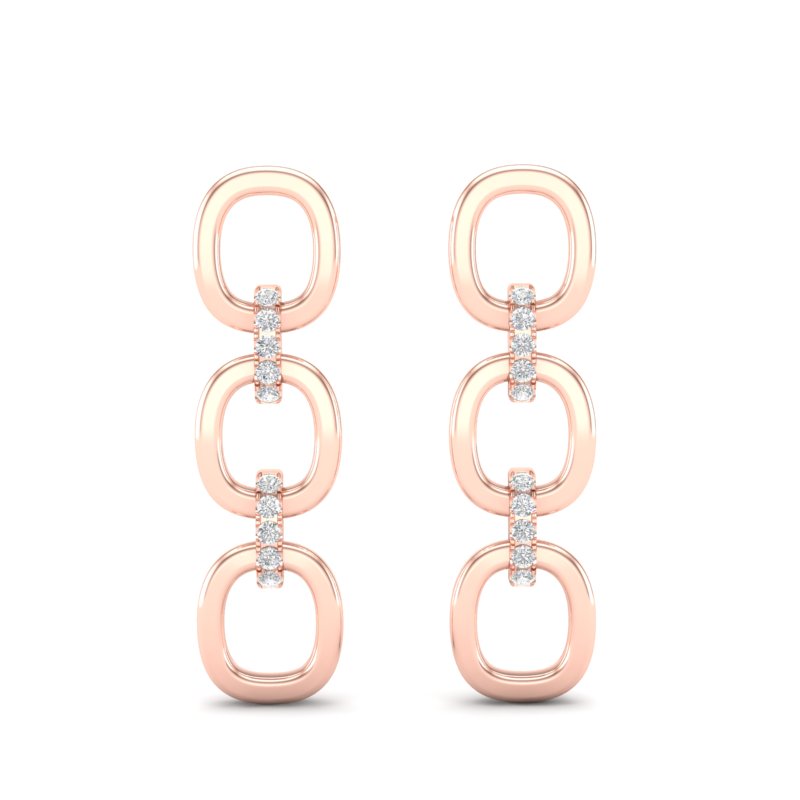 14k Rose Gold Chain-link Diamond Earrings - Abtin & Company 