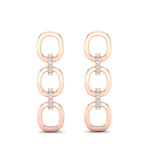 14k Rose Gold Chain-link Diamond Earrings - Abtin & Company 