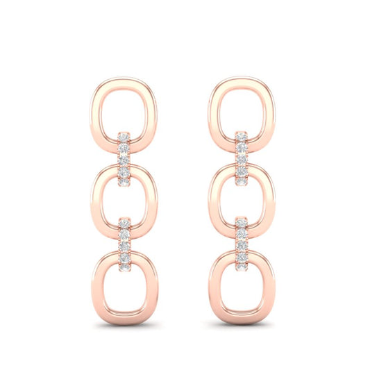 14k Rose Gold Chain-link Diamond Earrings - Abtin & Company 