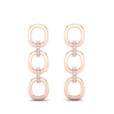 14k Rose Gold Chain-link Diamond Earrings - Abtin & Company 