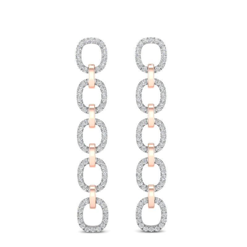 14k Two-toned Gold Chain-link Diamond Earrings - Abtin & Company 