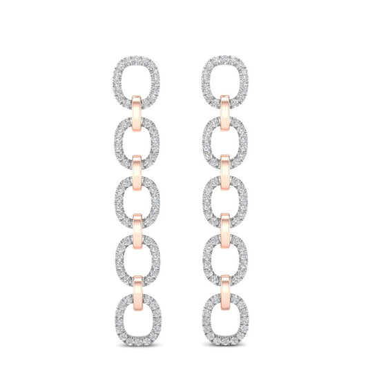 14k Two-toned Gold Chain-link Diamond Earrings - Abtin & Company 