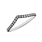 14K White Gold Diamond Chevron Stackable Band - Abtin & Company 