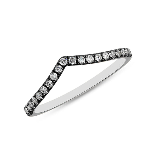 14K White Gold Diamond Chevron Stackable Band - Abtin & Company 