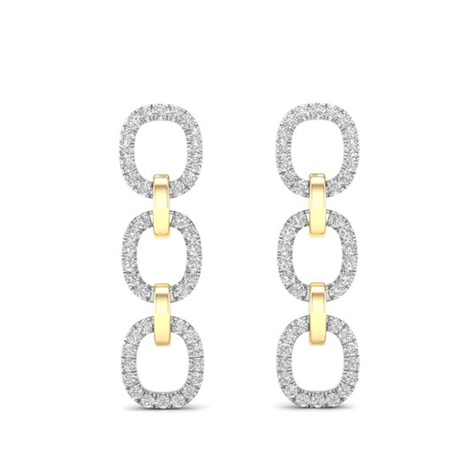 14k Two-toned Gold Chain-link Diamond Drop Earrings - Abtin & Company 