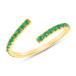 14K Yellow Gold Bypass Emerald Stackable Band - Abtin & Company 