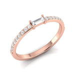 14k Gold White Baguette Sapphire & Diamond Wedding Band/Stackable Ring - Abtin & Company 