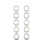 14k White Gold Chain-link Diamond Earrings - Abtin & Company 