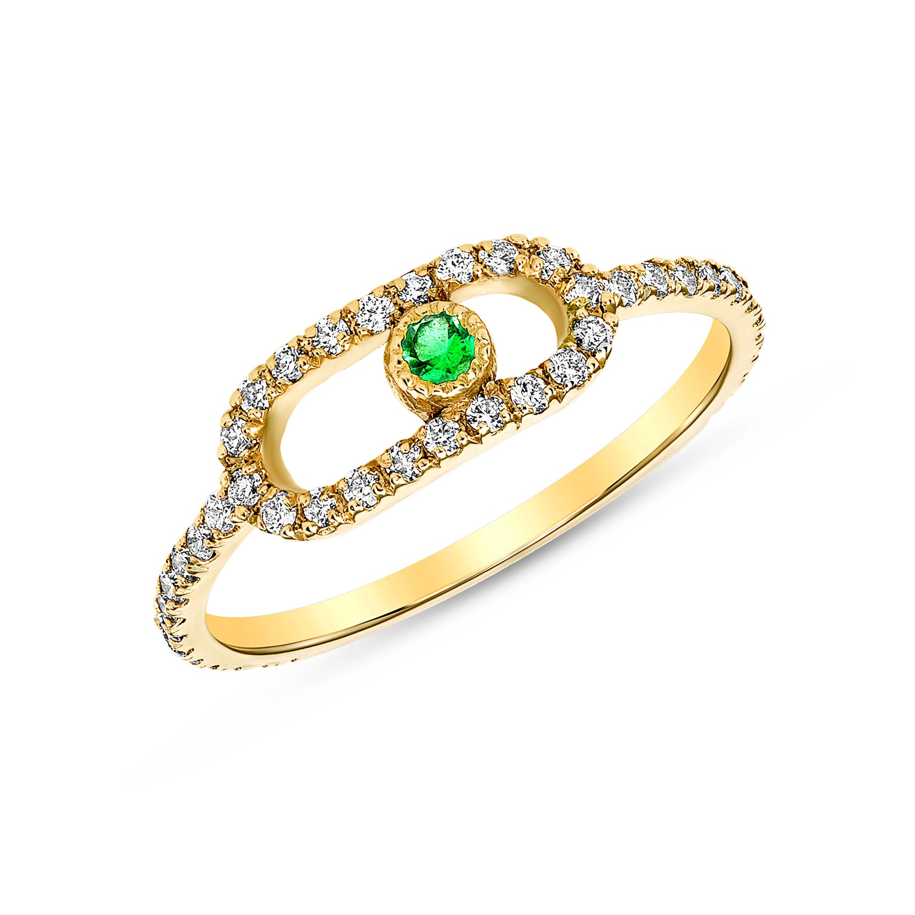 14K Gold Emerald & Diamond Fashion Ring - Abtin & Company 