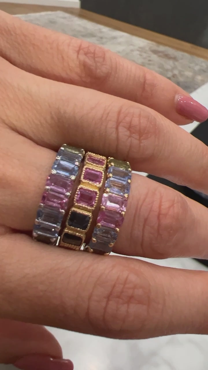 14K Multi-Sapphire Rainbow Ring ABB-340-RWB