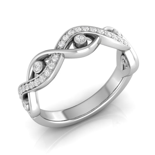 14k Gold Diamond Twisted Wedding Band Stacking Ring - Abtin & Company 
